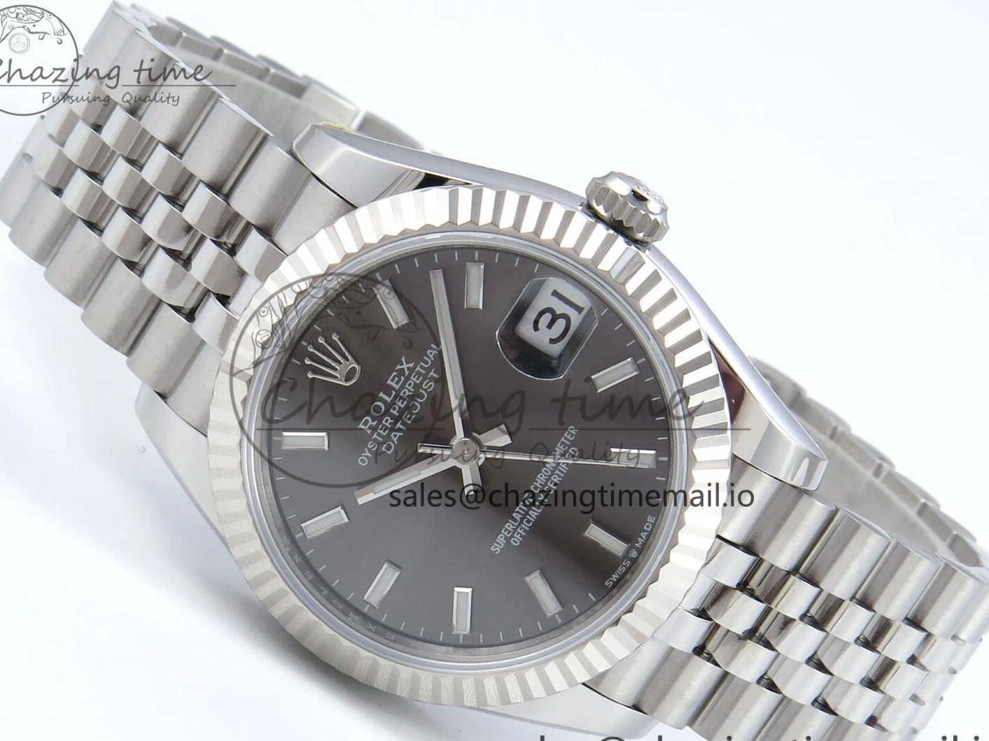 0104 Elegant DateJust 31 278274 ARF 1:1 Best Edition 904L Steel Gray Dial Stick Marker on SS Jubilee Bracelet ETA 545